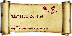Málics Zerind névjegykártya